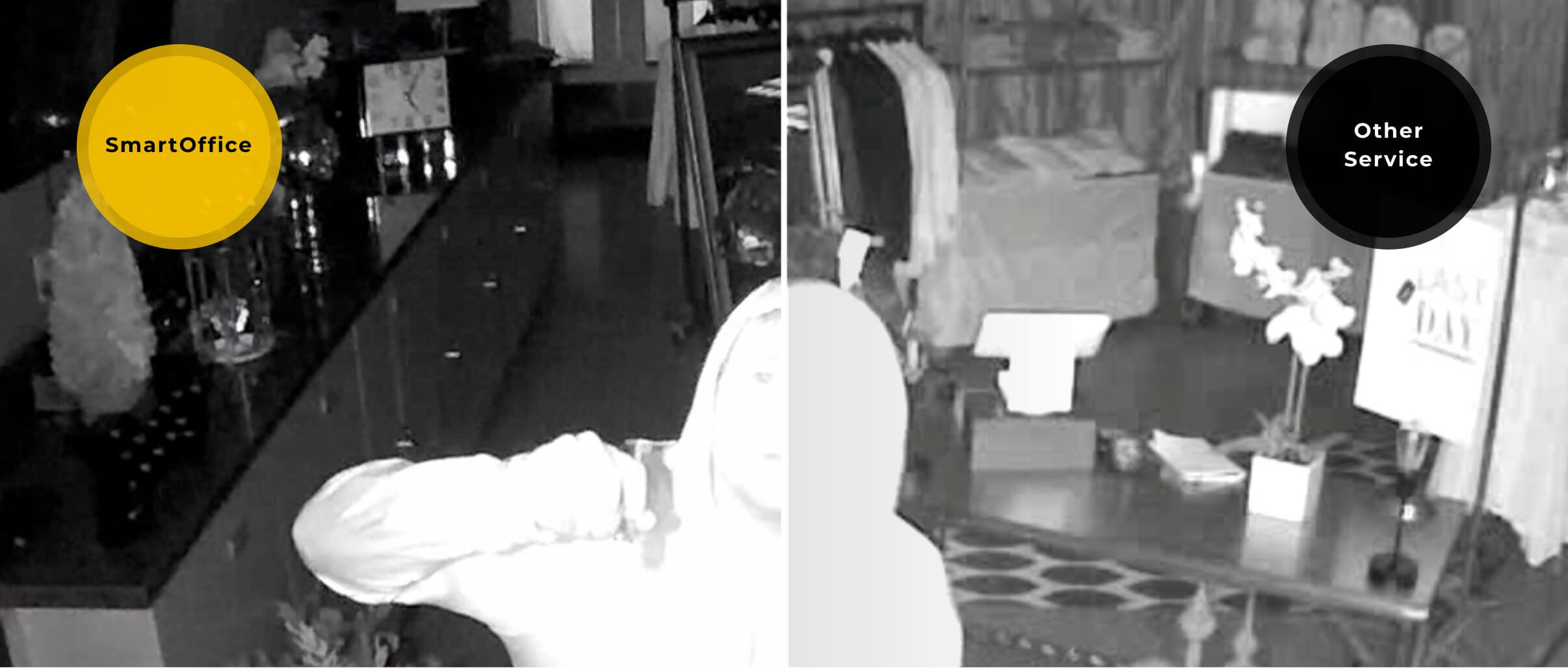 Split image comparing SmartOffice with a competitor